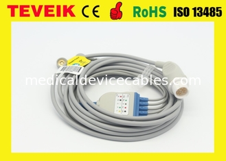 O círculo médico reusável 12pin 5 de HP da fábrica de TEVEIK conduz o cabo de ECG para o monitor paciente